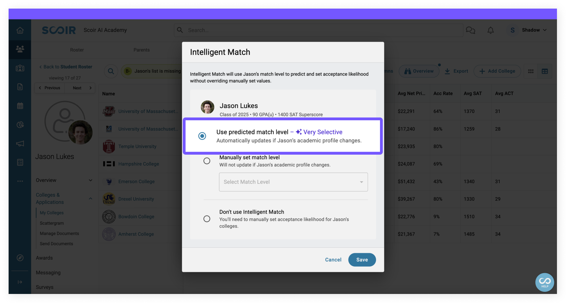 2. Intelligent match