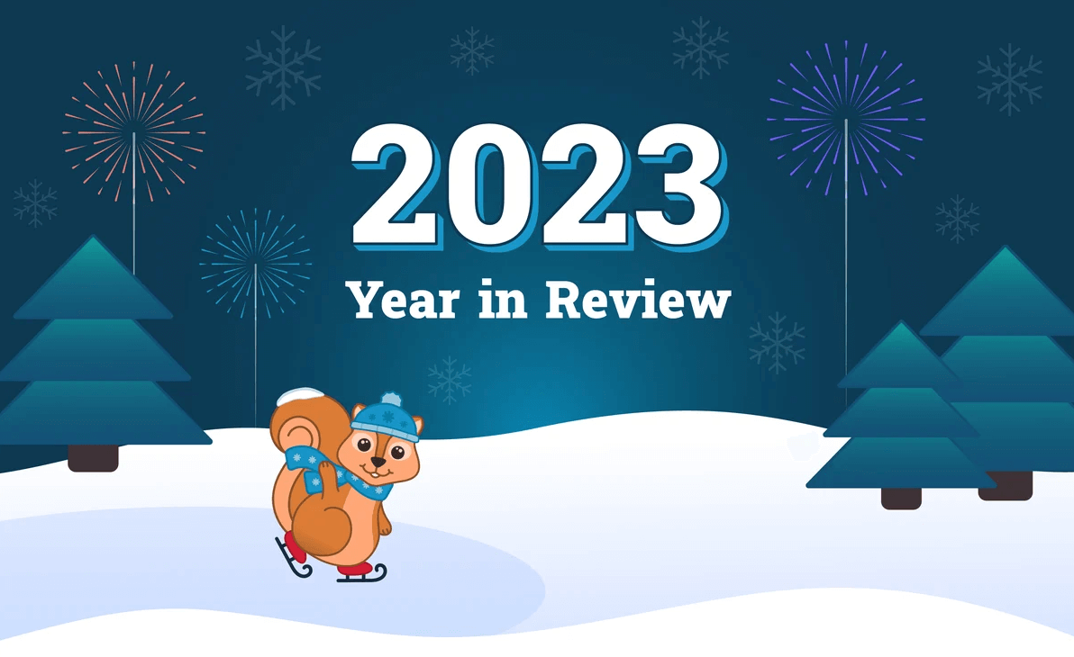2023 Year in Review - Elle the squirrel ice skating