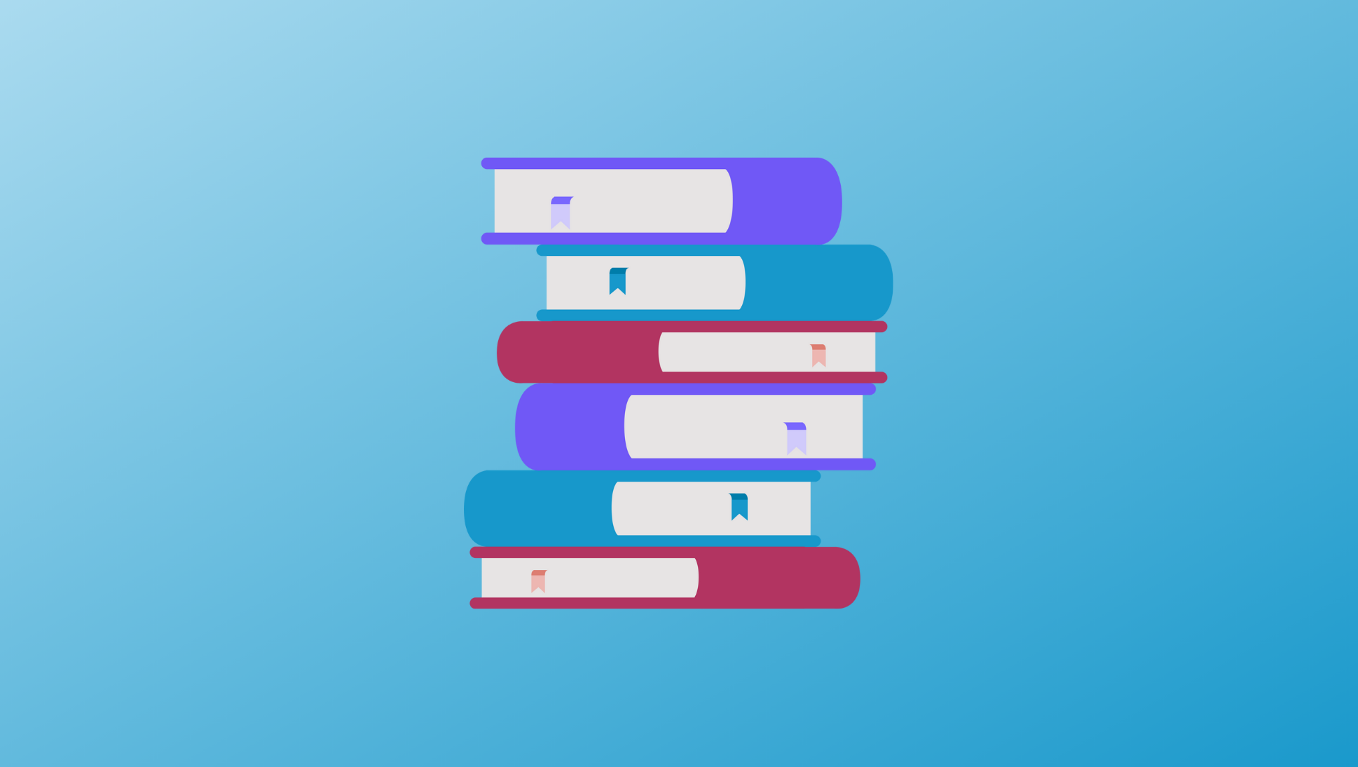 College Search Guide: Learning Disabilities & Attention Disorders - illustration of 6 purple, blue, and red books stacked up