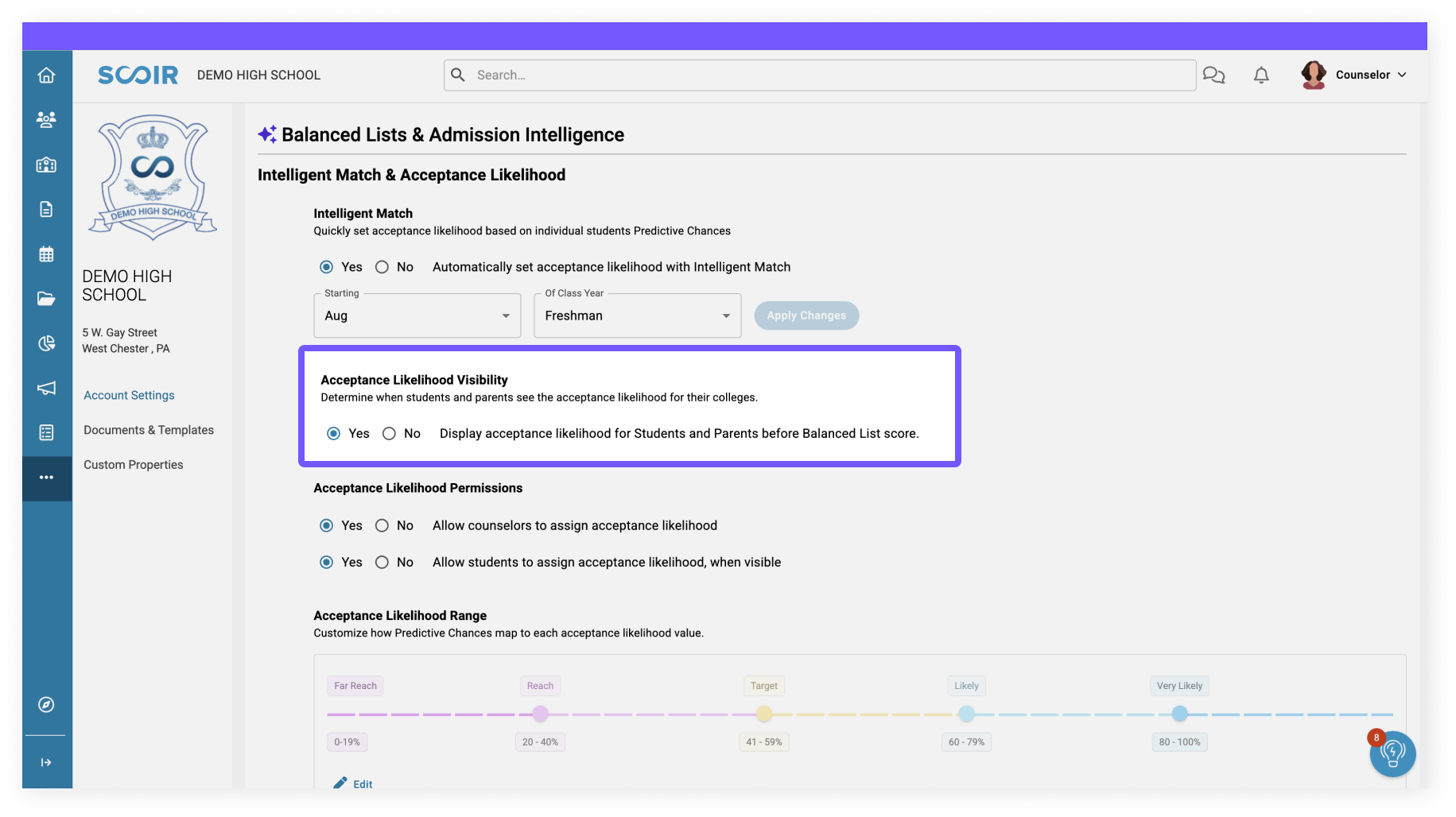 enhanced controls for student rollout - Scoir AI 2.0